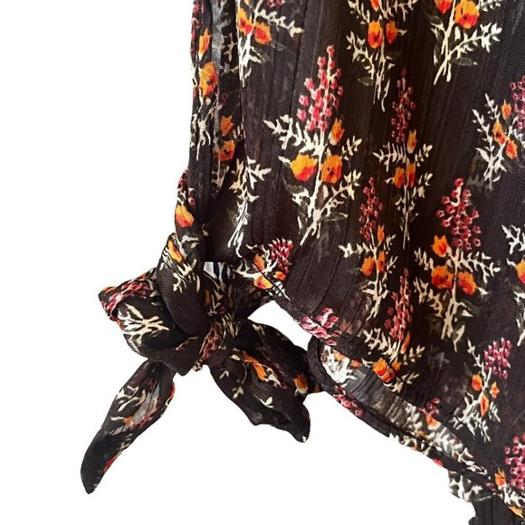 Zara Midi Dress Black SZ XL V-neck Button Wrap Floral Printed NWT - Picture 5 of 13
